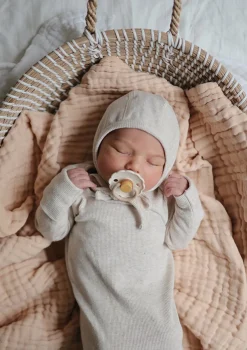 Baby Bonnet gerippt beige melange