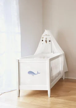 Babybett weiß handbemalt 140 x 70 cm