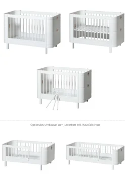 Babybett 'Wood Mini+' Weiß 122-162 x 68 cm
