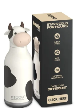 Bestie Trinkflasche Kuh 'Willow the Cow' schwarz/weiß 460 ml
