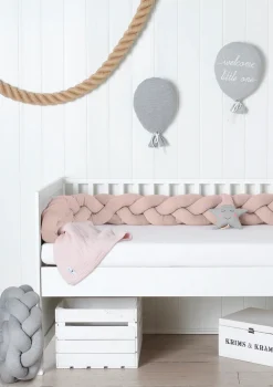 Bettschlange geflochten Strick rosa XL