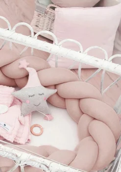 Bettschlange geflochten Strick rosa XL