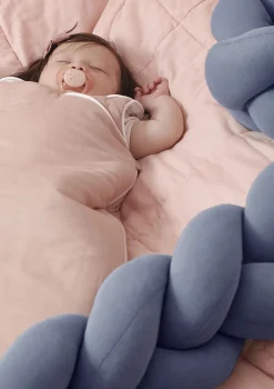 Bettschlange geflochten Strick blau