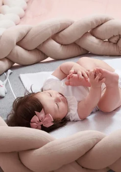 Bettschlange geflochten Strick altrosa