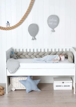 Bettschlange geflochten Strick grau