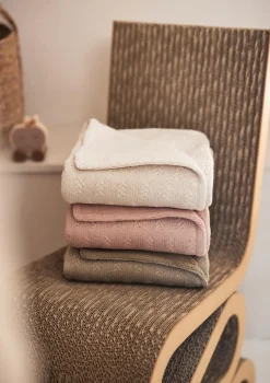 Decke Wiege 'Grain Knit' Velvet Olive Green 100 x 75 cm