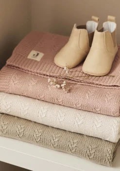 Decke Wiege 'Grain Knit' Wild Rose 75 x 100 cm