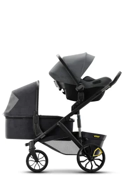 Duo Erweiterungsadapter / Doppel-Kinderwagen-Umbausatz dunkelgrau / schwarz