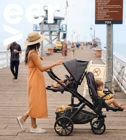 Duo Erweiterungsadapter / Doppel-Kinderwagen-Umbausatz dunkelgrau / schwarz