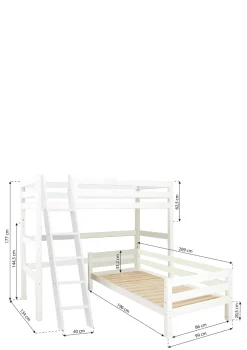 ECO Luxury' Etagenbett Eck-Kombination weiß 200 x 90 cm