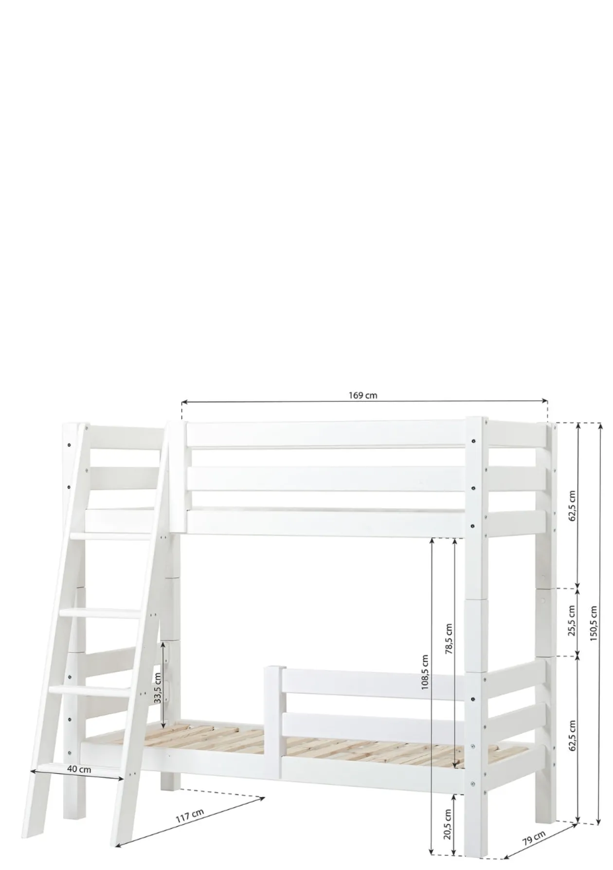 ECO Luxury' Etagenbett weiß 160 x 70 cm