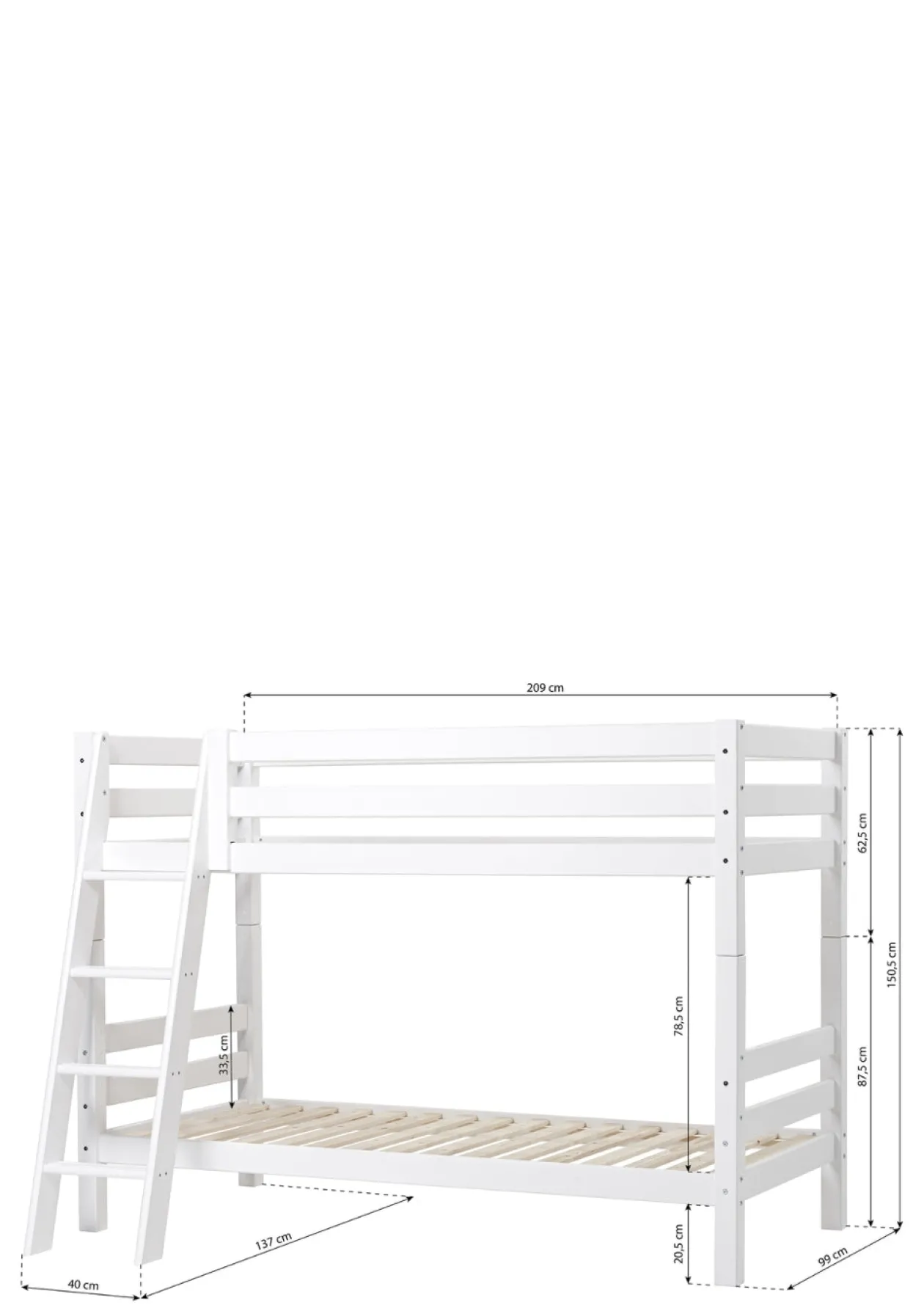 ECO Luxury' Etagenbett weiß 200 x 90 cm