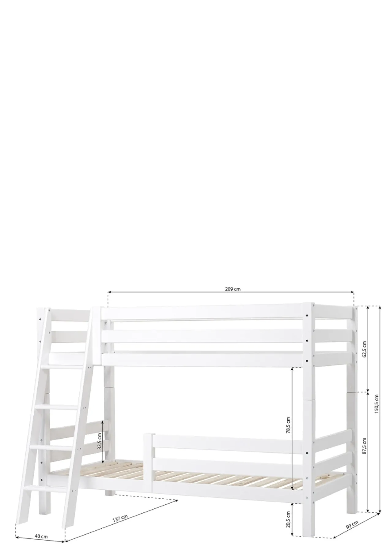 ECO Luxury' Etagenbett weiß 200 x 90 cm