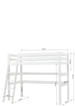 ECO Luxury' Hochbett mit Schreibtisch weiß 200 x 90 cm