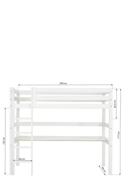ECO Luxury' Hochbett mit Schreibtisch weiß 200 x 90 cm