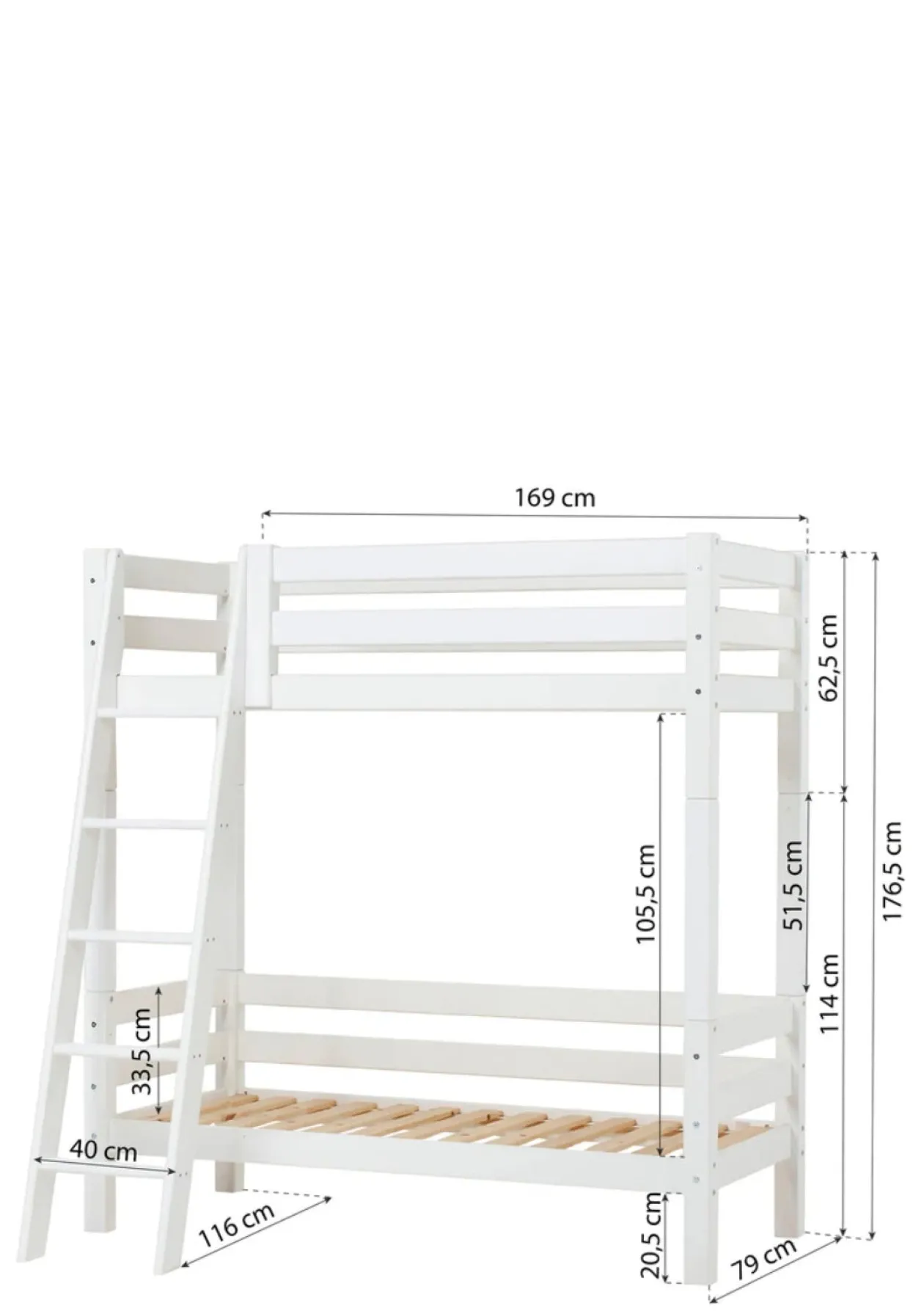 ECO Luxury' Hohes Etagenbett weiß 160 x 70 cm