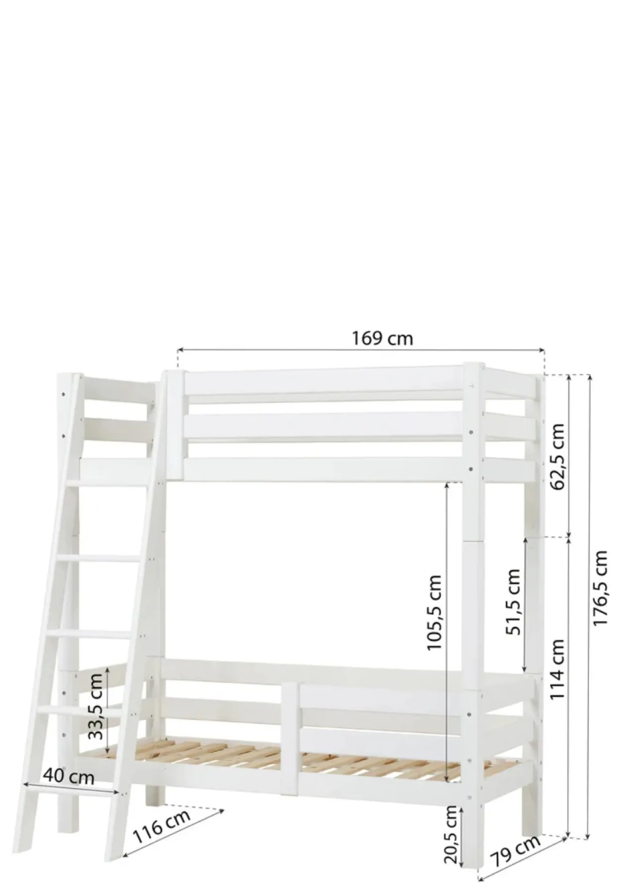 ECO Luxury' Hohes Etagenbett weiß 160 x 70 cm