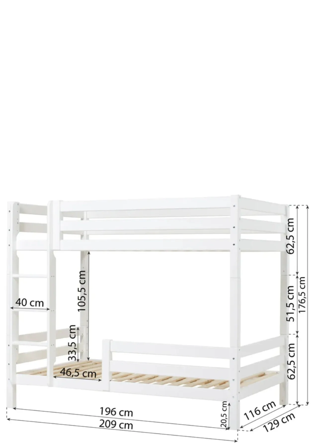 ECO Luxury' Hohes Etagenbett weiß 200 x 120 cm