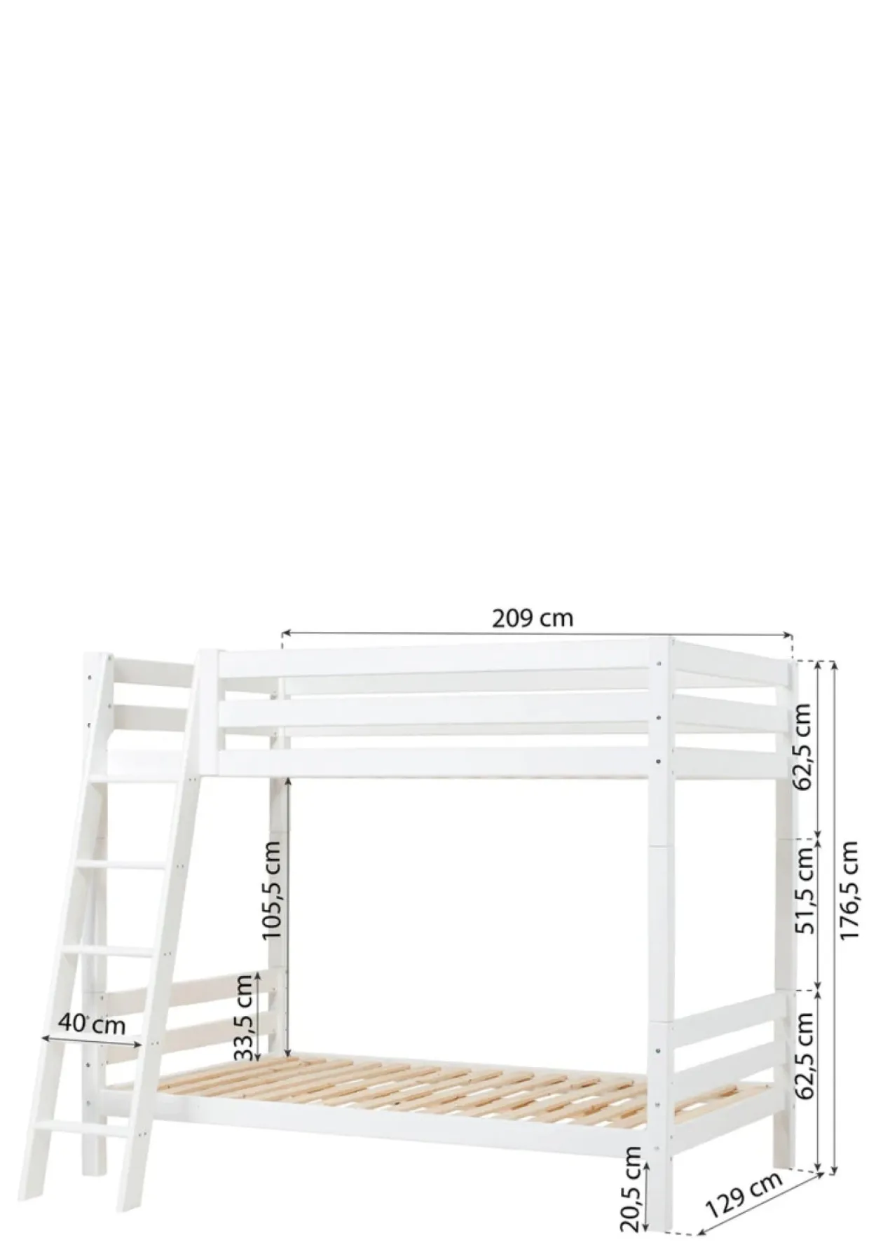 ECO Luxury' Hohes Etagenbett weiß 200 x 120 cm