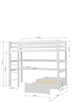 ECO Luxury' MEGA-Bett mit Schreibtisch & Lounge-Modul weiß 200 x 90 cm