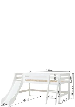 ECO Luxury' Spielbett mit Rutsche weiß 200 x 120 cm