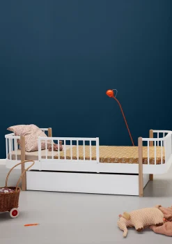 Einzelbett 'Wood Original' weiß / Eiche 200 x 90 cm