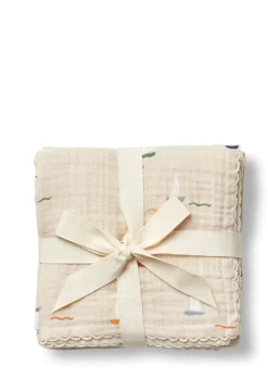 3er Pack Musselin Mulltücher 'Mio' Pond Boats 65 x 65 cm