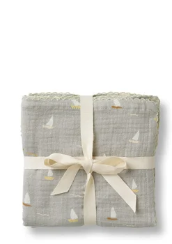 3er Pack Musselin Mulltücher 'Mio' Sailboats 65 x 65 cm