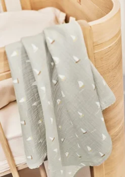 3er Pack Musselin Mulltücher 'Mio' Sailboats 65 x 65 cm