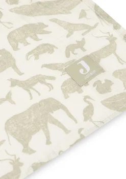 2er-Set Mulltücher 'Animals' Olive Green 115 x 115 cm