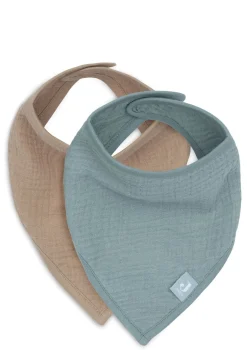 2er-Set Musselin Bandana Lätzchen Sea Green / Biscuit