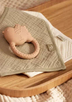 2er-Set Musselin Bandana Lätzchen Olive Green / Oatmeal