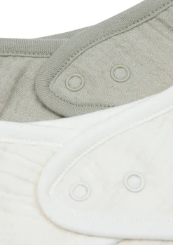 2er-Set Musselin Bandana Lätzchen Olive Green / Oatmeal