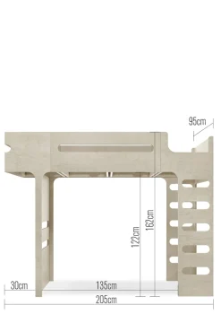 F Hochbett White/Laminate 200 x 90 cm