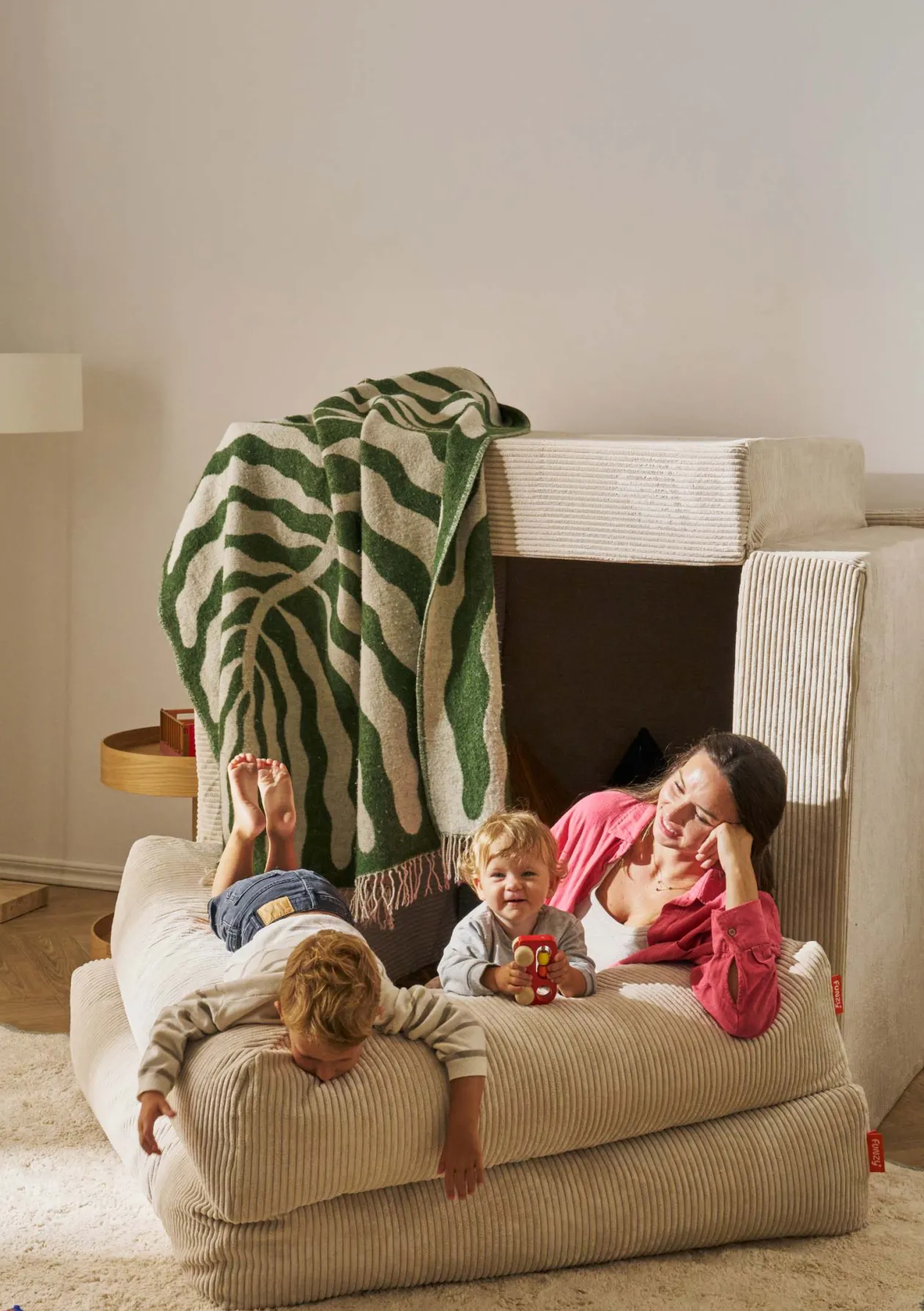 Family Sofa Cord Creme Beige