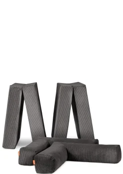 Family Sofa Cord Kiesel Grau