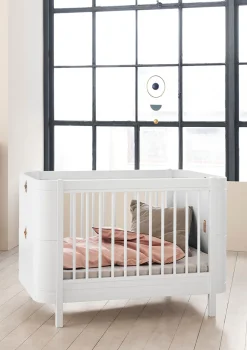 Geschwisterset für 'Wood Mini+' Babybett inkl. Junior-Erweiterung zu zwei Betten Weiß