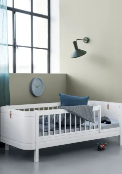 Geschwisterset für 'Wood Mini+' Babybett inkl. Junior-Erweiterung zu zwei Betten Weiß