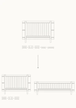 Geschwisterset für 'Wood Mini+' Babybett inkl. Junior-Erweiterung zu zwei Betten Weiß / Eiche