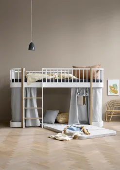 halbhohes Hochbett 'Wood Original' weiß / Eiche 200 x 90 cm