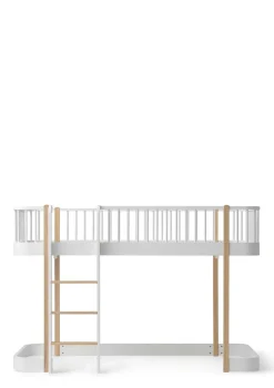 halbhohes Hochbett 'Wood Original' weiß / Eiche 200 x 90 cm