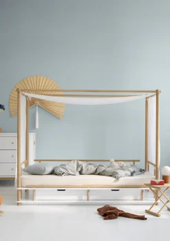 Himmelbett 'Camp' Weiß / Eiche 180 x 90 cm