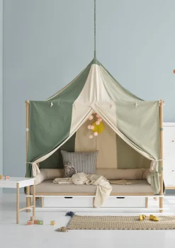 Himmelbett 'Camp' Weiß / Eiche 180 x 90 cm