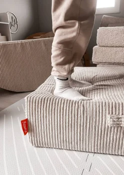 Hüpfpolster Cord Creme Beige