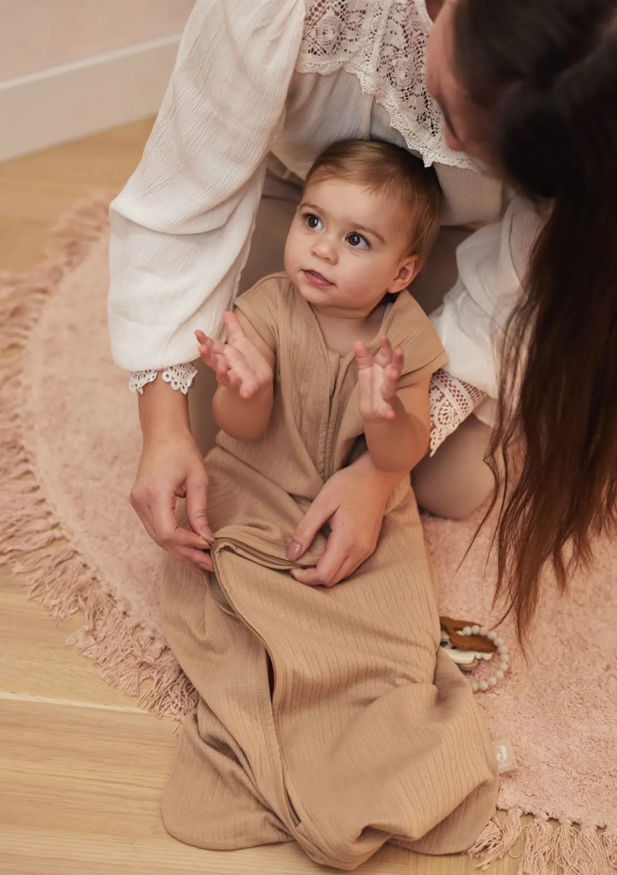 Jersey Baby Schlafsack Jersey 'Ajour' TOG 0,5 Biscuit