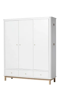 Kleiderschrank 'Wood' 3-türig weiss / Eiche
