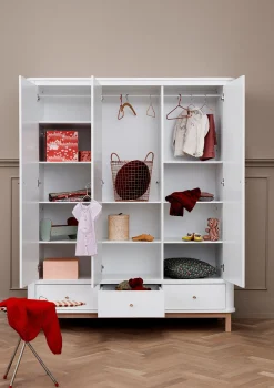 Kleiderschrank 'Wood' 3-türig weiss / Eiche