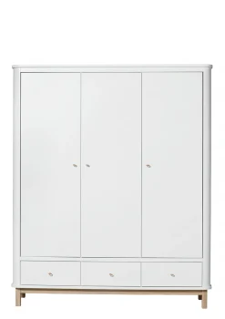 Kleiderschrank 'Wood' 3-türig weiss / Eiche