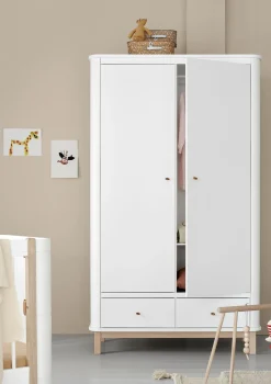 Kleiderschrank 'Wood' 2-türig weiss / Eiche