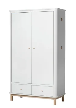 Kleiderschrank 'Wood' 2-türig weiss / Eiche